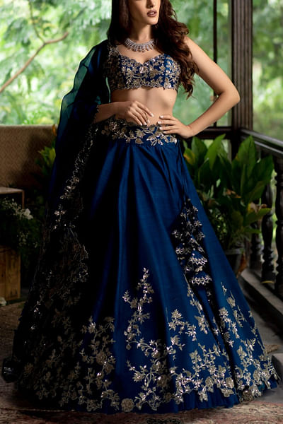 Navy blue lehenga set