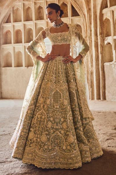 Blue embroidered lehenga set