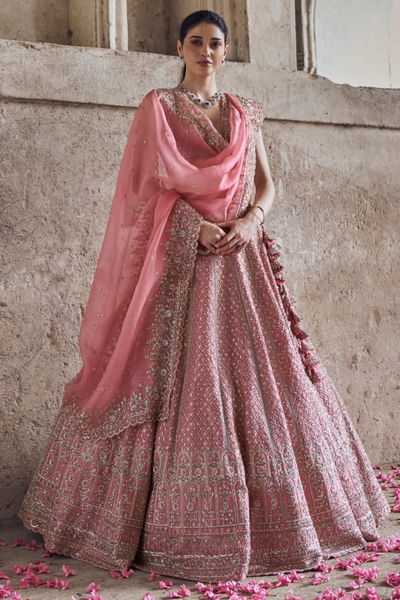 Pink embroidered lehenga set