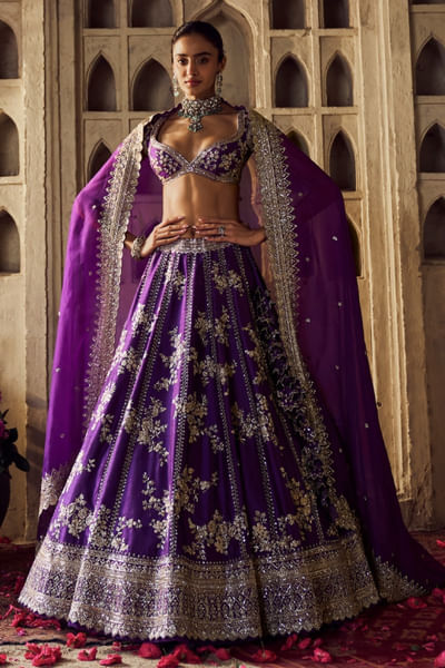 Purple embroidered lehenga set