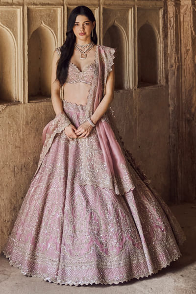 Blush pink embroidered lehenga set