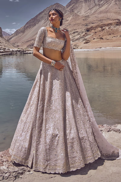 Ivory hand embroidery lehenga set