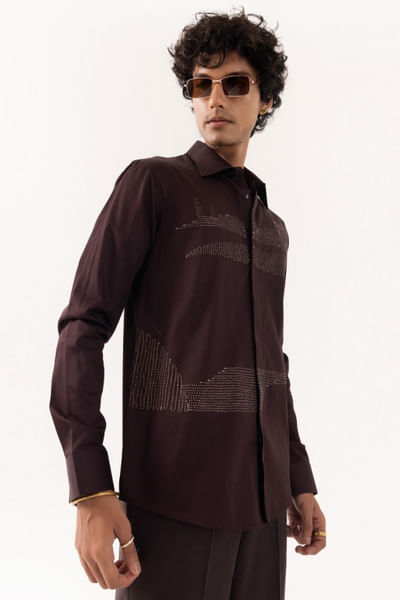 Brown embroidered shirt