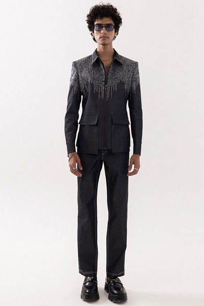 Charcoal grey denim trousers