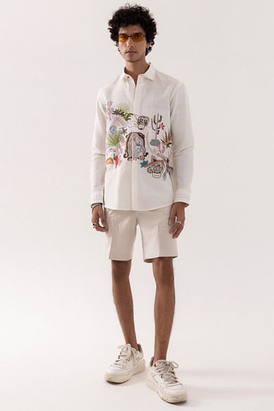 Beige terrywool shorts