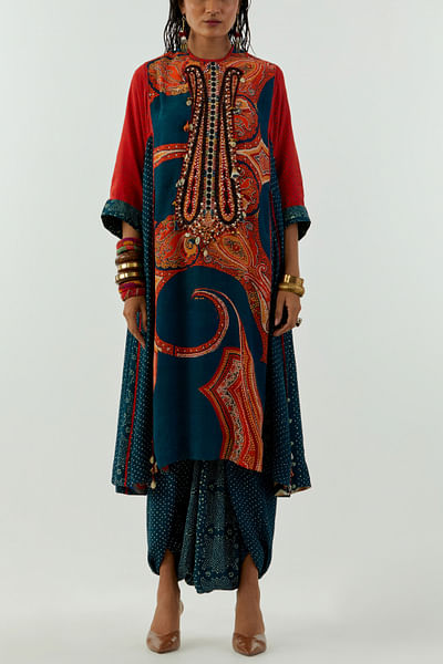 Teal printed kurta set