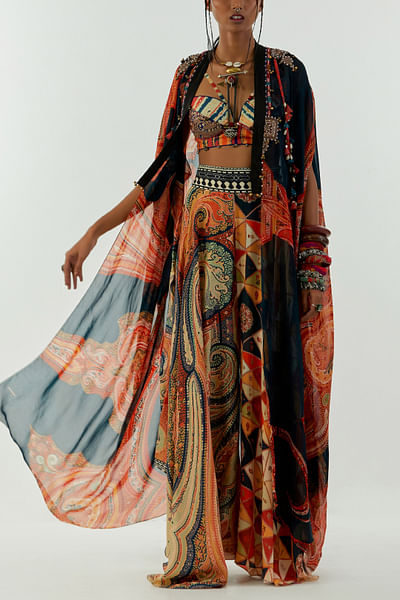 Multicolour printed jacket set
