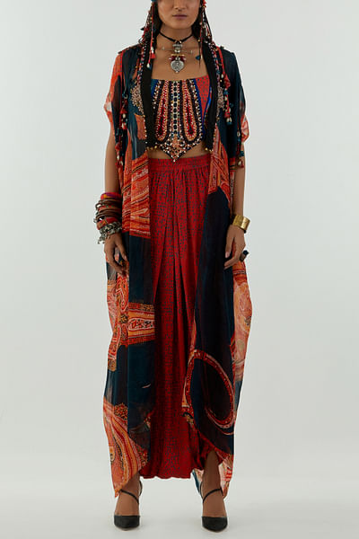 Multicolour printed jacket set