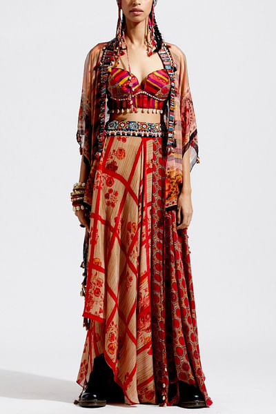 Multicoloured printed jacket set