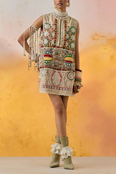 Multicolour embroidered dress