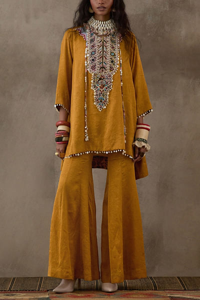 Yellow printed jacket and sharara