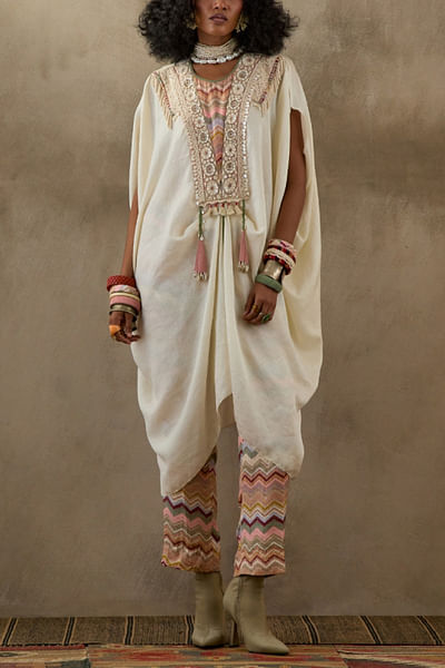 White embroidered tunic set