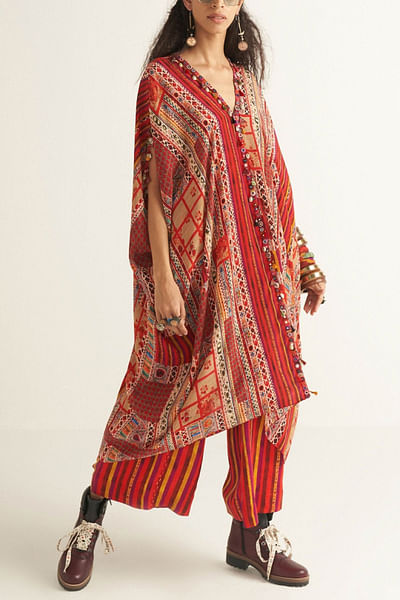 Multicolour printed kaftan