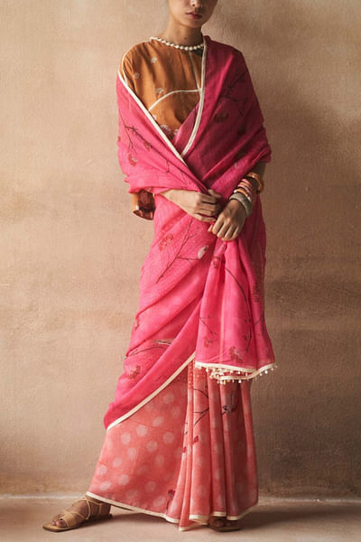 Floral crepe sari
