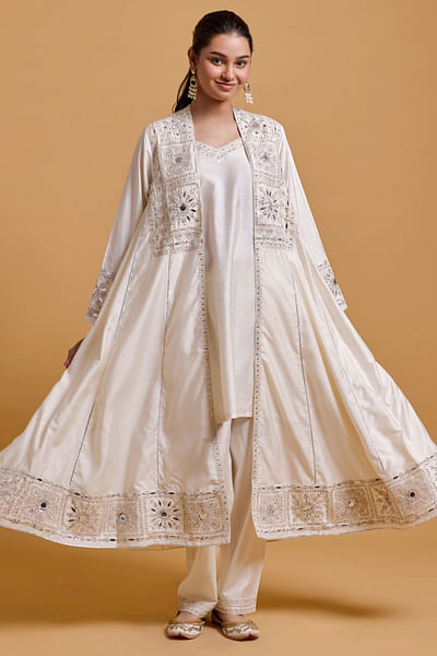 Off-white dori mirror embroidered coat set