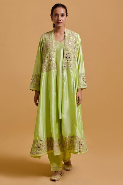 Pista dori mirror embroidered coat set