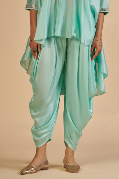 Aqua chanderi dhoti pants