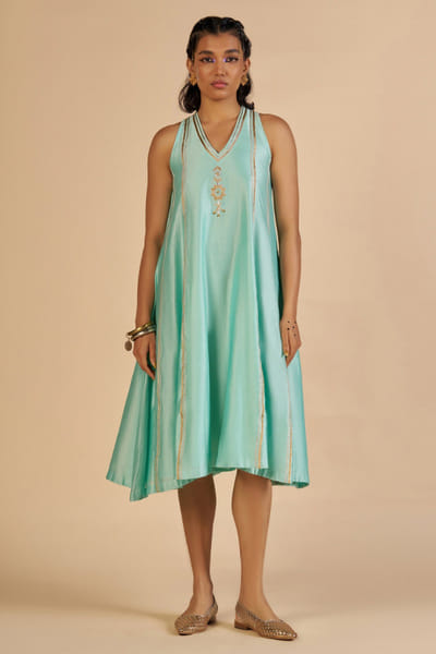 Aqua chanderi dress
