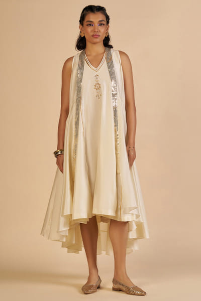 Off-white chanderi dress
