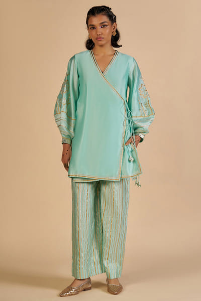 Aqua chanderi pants
