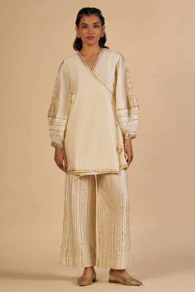 Off-white chanderi pants