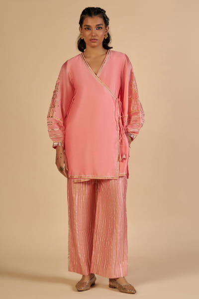 Pink chanderi pants