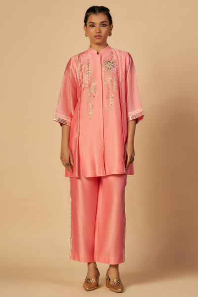 Pink pure chanderi pants