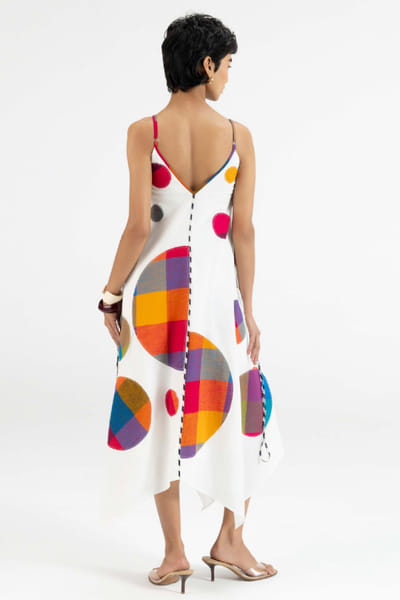 Gulabo by Abu Sandeep Off-white checkered polka applique dress GULAJUL26D149165