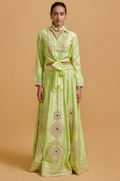 Pista dori mirror embroidered skirt