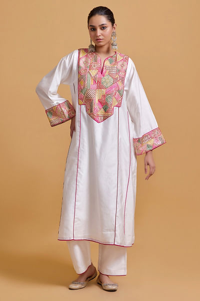 Off-white geometric embroidered co-ord set