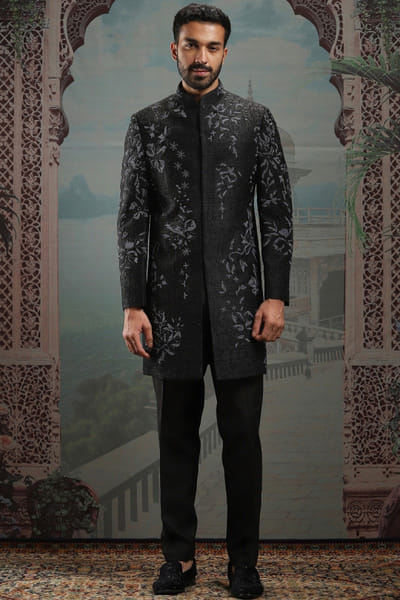 Asuka Couture Black bead embroidered sherwani set ASUAPR25D425425