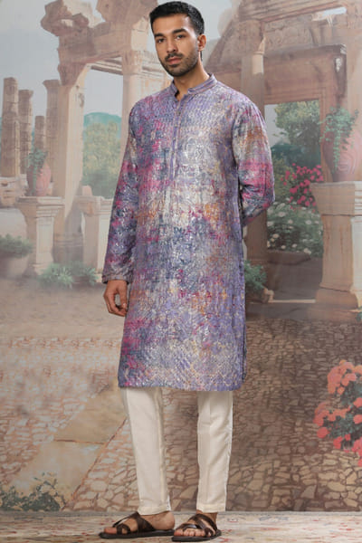 Asuka Couture Multicolor printed embroidered kurta set ASUMAR25D121333