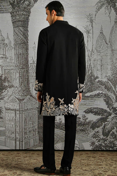 Asuka Couture Black ivory floral embroidered kurta set ASUKMAY26D245032