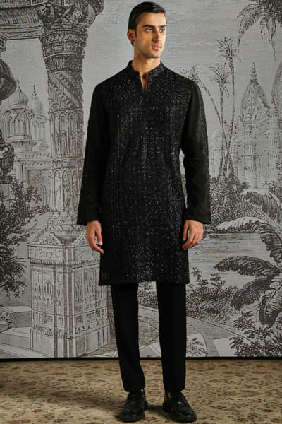 Asuka Couture Black tonal geo-pattern embroidered kurta set ASUKMAY26D245026