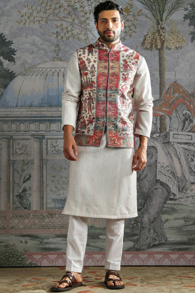 Asuka Couture Multicolour embroidered pashmina bandi-kurta set ASUKMAY26D245025