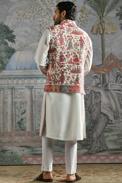 Asuka Couture Multicolour embroidered pashmina bandi-kurta set ASUKMAY26D245025