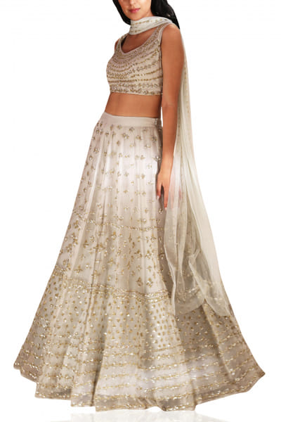 Grey sequined lehenga set