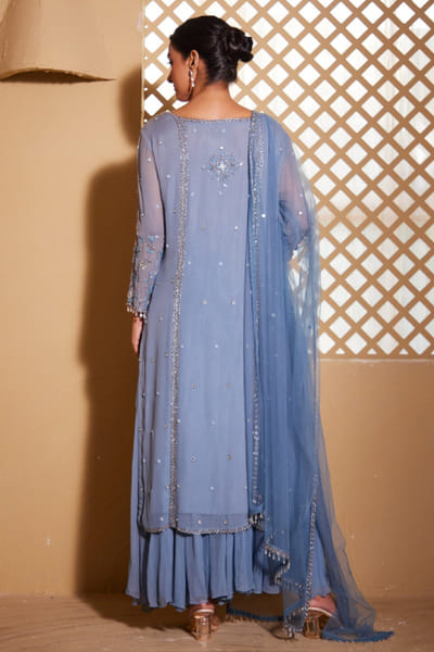 Muditaa By Urmila Blue embroidered kurta set MUDSEP25D132672
