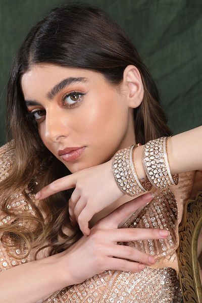 Gold plated kundan embellished bangles