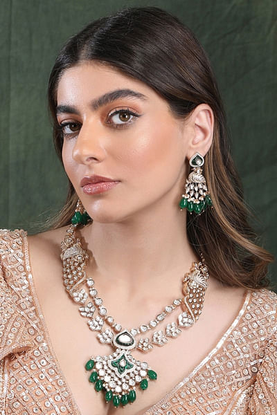 Green kundan bridal necklace set