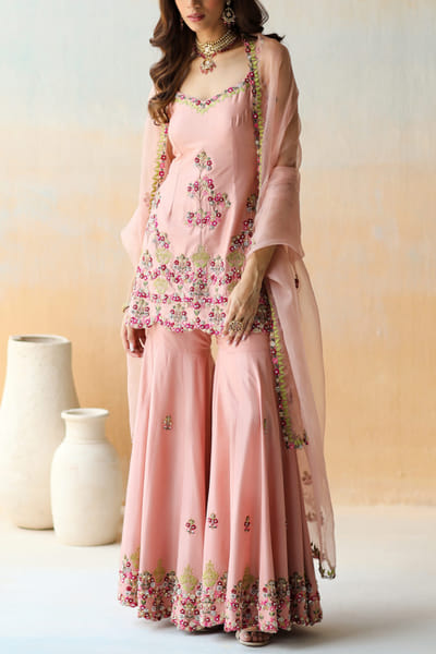 Aman Takyar Pink embroidered sharara set ATASEPT2203