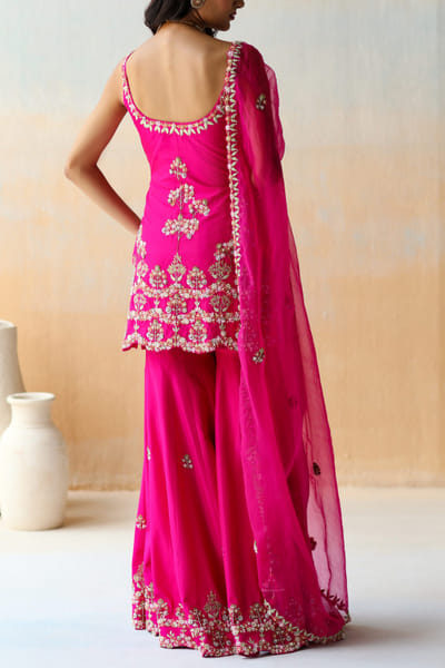 Aman Takyar Fuchsia embellished sharara set ATASEPT2204