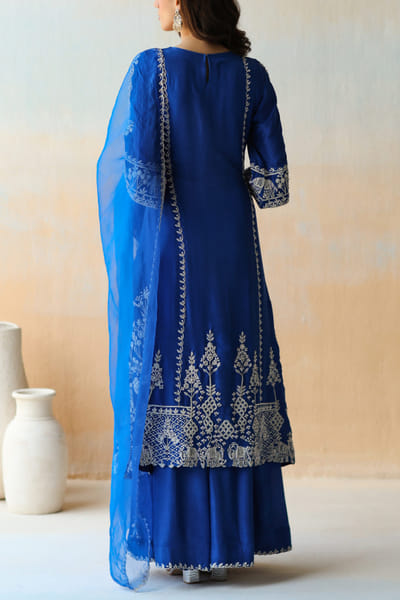 Aman Takyar Blue embroidered kurta and sharara set ATASEPT2206
