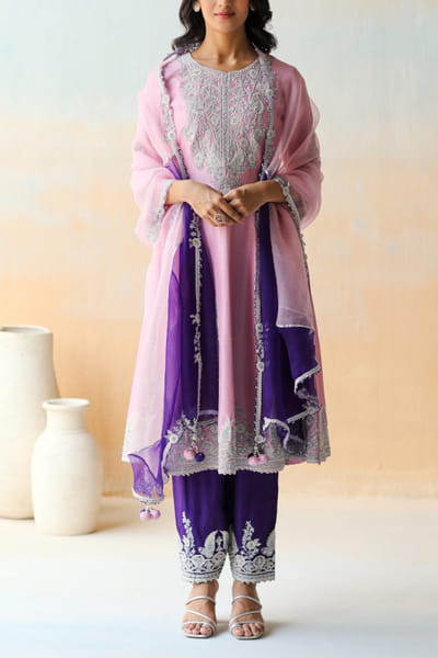 Aman Takyar Lilac dupion silk kurta set ATASEPT2208