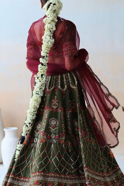 Aman Takyar Olive green lehenga set ATASEPT2216