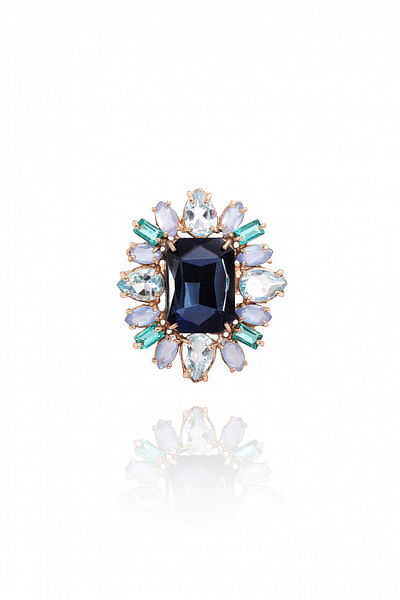 Crystal and gemstone ring