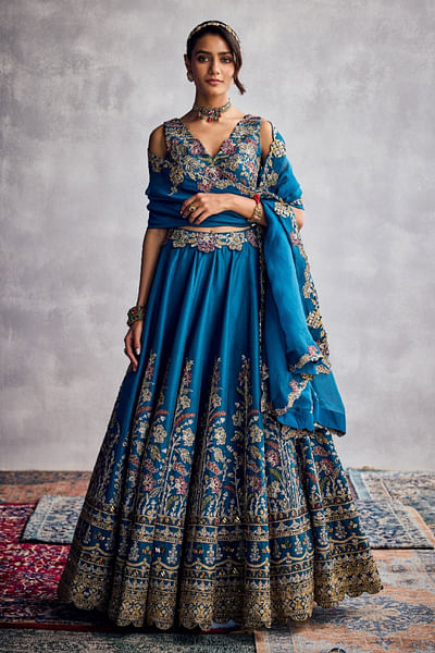Blue embroidered lehenga set