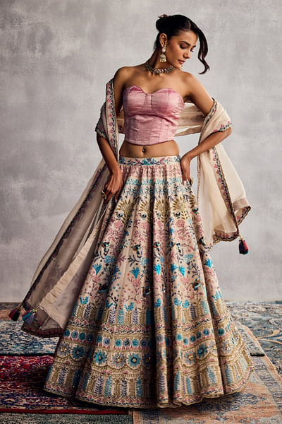 Ivory floral embroidered lehenga set