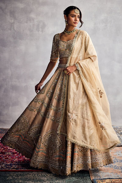 Ivory silver embroidered lehenga set