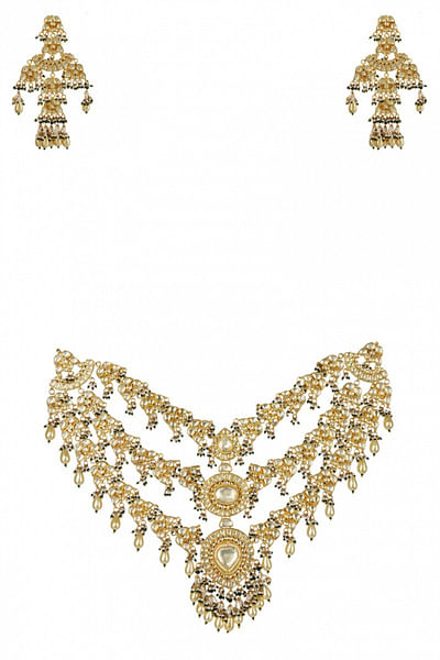 22kt gold plated layered necklace set
